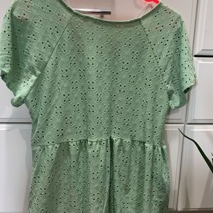 Pink Lily Green lace peplum top